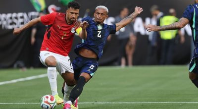 Wesley sente lesão e é substituído em Brasil x Egito  • Getty Images