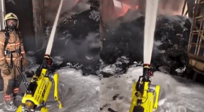 Robôs de combate a incêndios e caminhões gigantes construídos especificamente para lidar com ...
