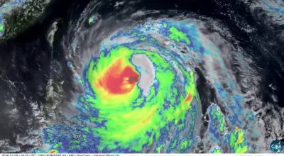 Tufão Bavi gira perto de Taiwan após passar pela periferia das Filipinas.  • Reprodução Re...