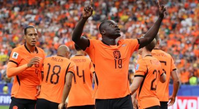 Brian Brobbey, autor dos dois gols da Holanda no primeiro tempo  • Molly Darlington/Getty Images