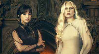 Rosaline Rotwood (Lady Gaga) e Wandinha (Jenna Ortega) em "Wandinha"  • Sophy Holland/Netflix