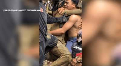 Resgate de homem que estava em caverna inundada no Laos  • Reprodução/Facebook (Chakkit Taen...